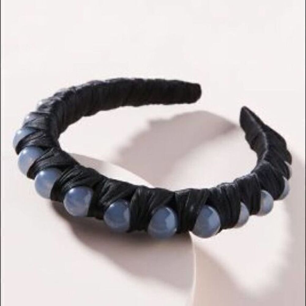 Anthropologie Desiree Embellished Headband black